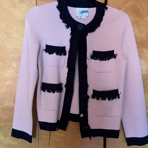 Kate Spade knit suit jacket with fringed pockets